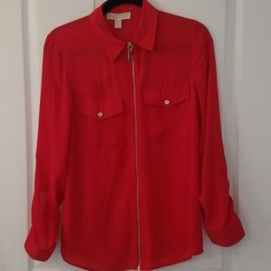 Michael Kors long sleeve red blouse